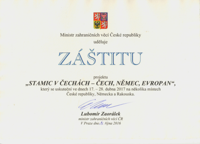 Záštita projektu Stamic 2017