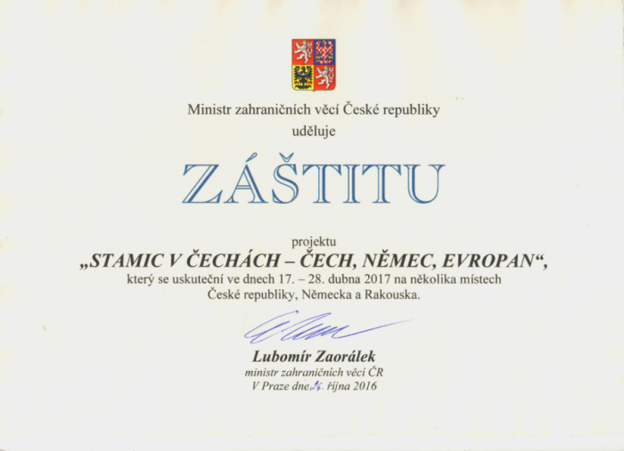 Záštita projektu Stamic 2017